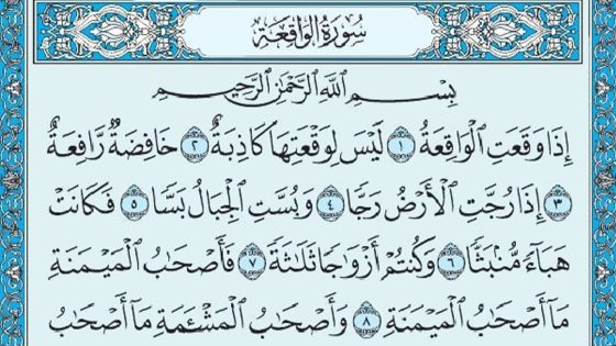 تفسير حلم سورة الواقعه في المنام لابن سيرين